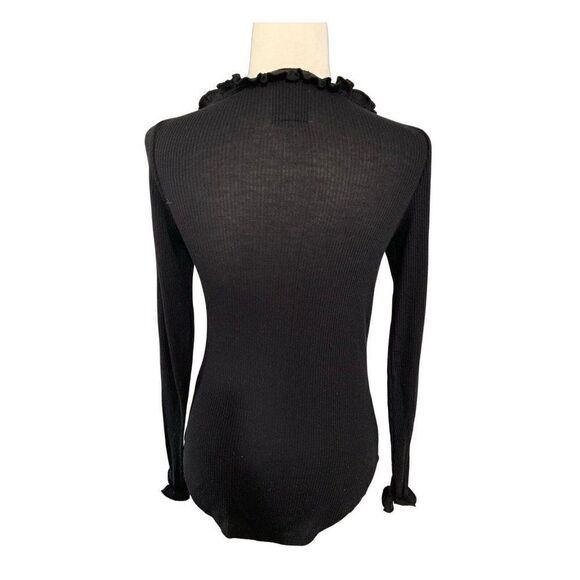 chaser womens solid black ribbed long sleeve sweater top small - Picture 2 of 3